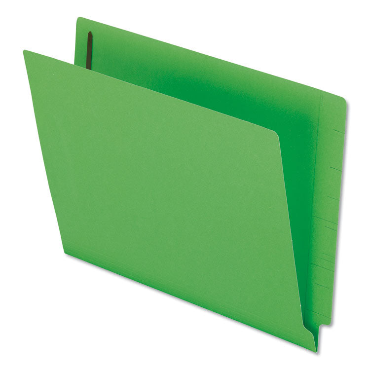 Colored Reinforced End Tab Fastener Folders, Straight Tab, Expands 0.75", 2 Fasteners, Letter Size, Green, 50/Box