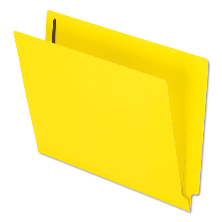 Colored Reinforced End Tab Fastener Folders, Straight Tab, Expands 0.75", 2 Fasteners, Letter Size, Yellow, 50/Box