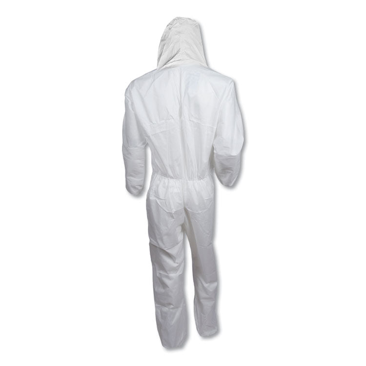 A30 Elastic-Back and Cuff Hooded Coveralls, 1" Flap, 3X-Large, White, 21/Carton