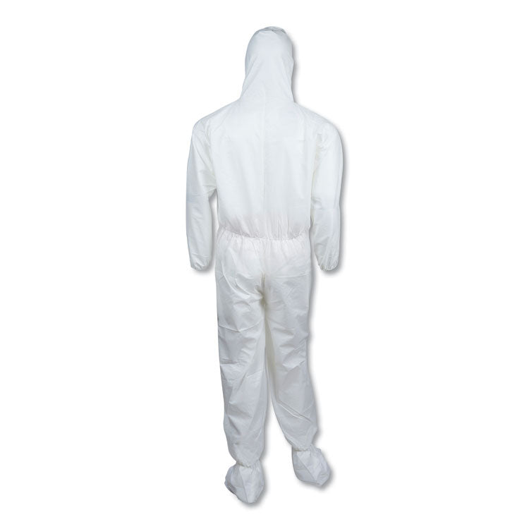 A30 Hood and Boots Splash/Particle Protection Coverall, 5X-Large, White, 25/Carton