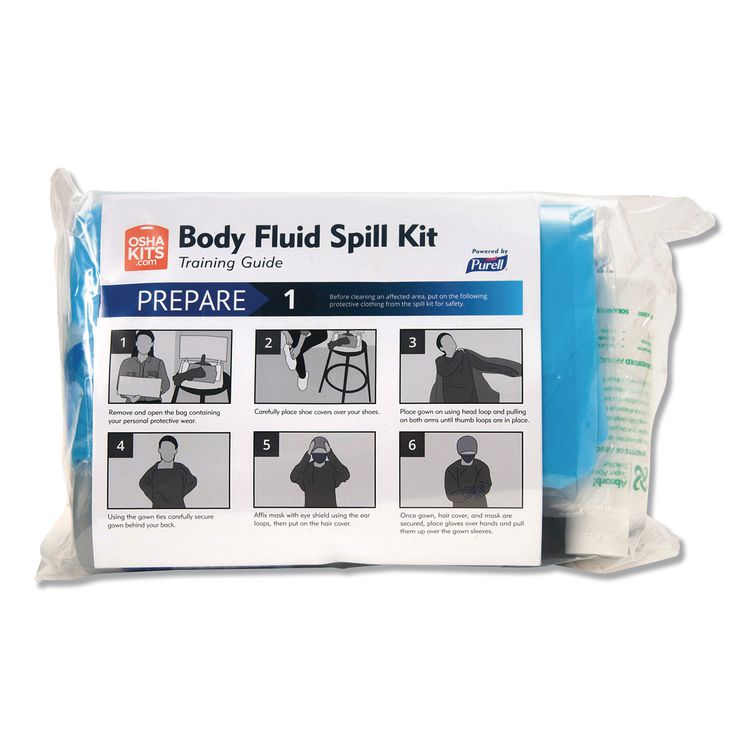 Body Fluid Spill Kit, Refill, 8.5" x 11.3" x 4.5", 2 Refills/Carton