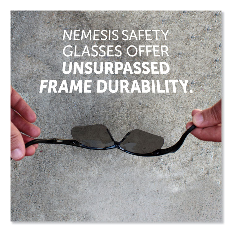 V30 Nemesis Safety Glasses, Black Half Frame, Mirrored Smoke Dual Lens