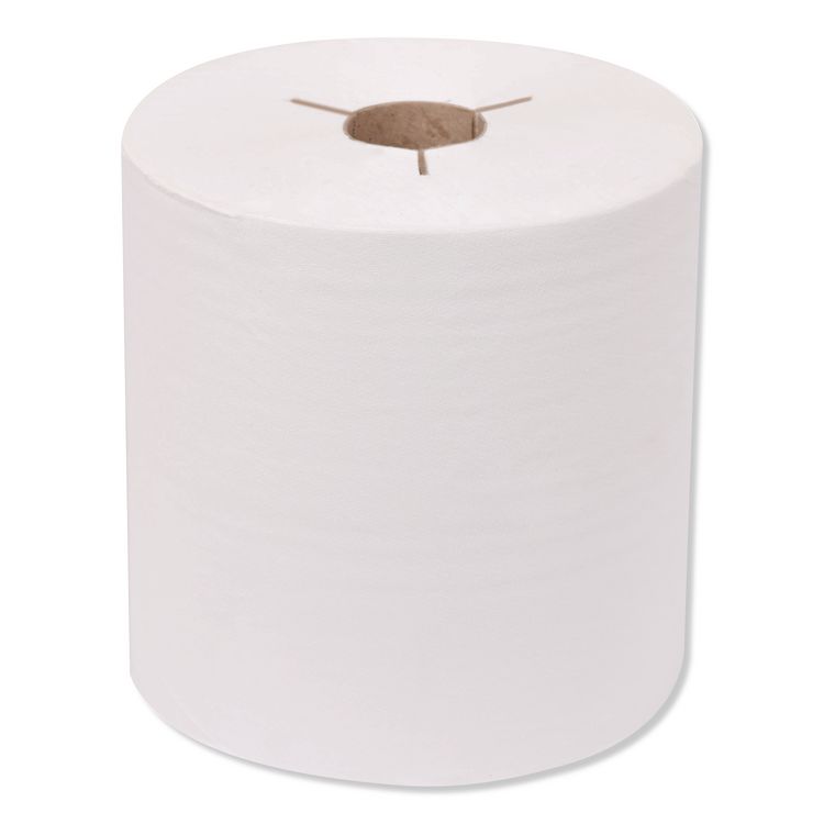 Premium Hand Towel Roll, Notched, 1-Ply, 8" x 600 ft, White, 720 Sheets/Roll, 6 Rolls/Carton