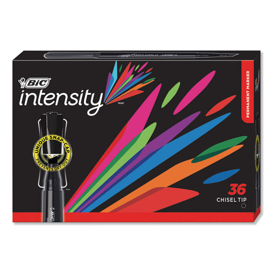 Intensity Chisel Tip Permanent Marker Value Pack, Broad Chisel Tip, Black, 36/Pack