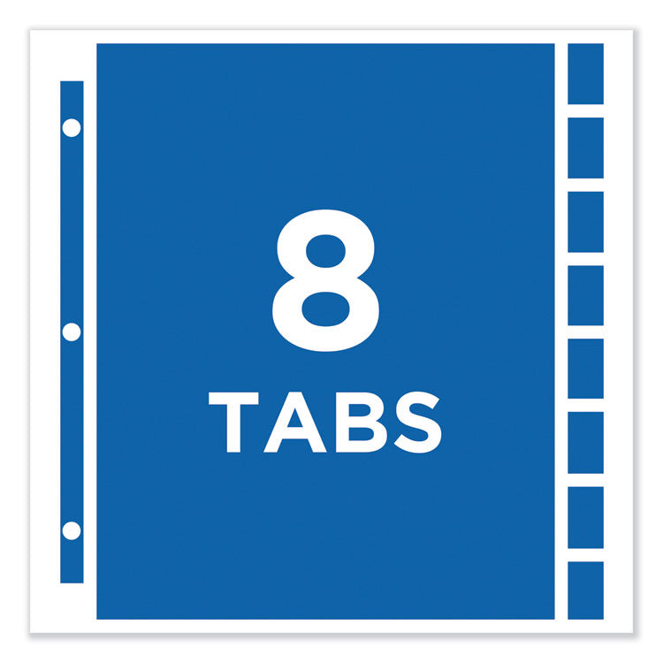 Protect 'n Tab Sheet Protectors, 8-Tabs, Heavy-Duty, Side: 3-Hole Punched, Top Load 8.5 x 11 Insert, Clear, 8/Set