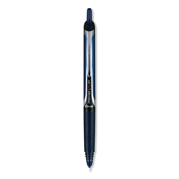 Precise V5RT Rollerball Pen, Retractable, Extra-Fine 0.5 mm, Navy Ink, Navy Barrel, Dozen