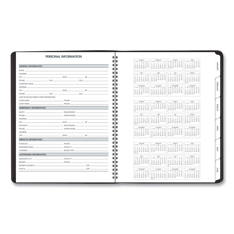 Triple View Weekly Vertical-Column Format Appointment Book, 11 x 8.25, Black Cover, 12-Month (Jan to Dec): 2026