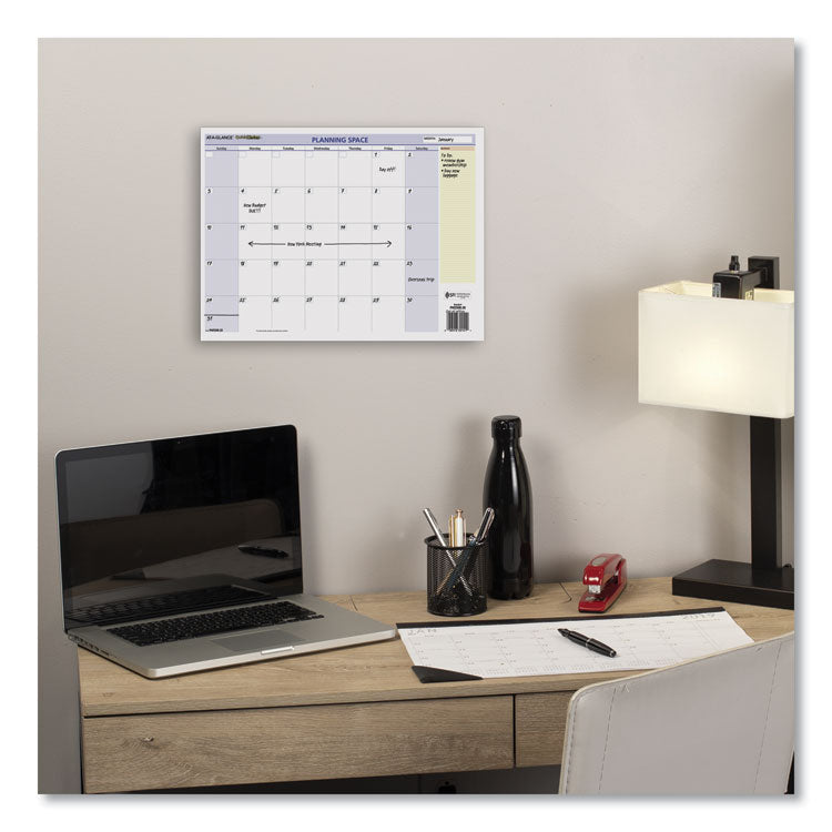 QuickNotes Mini Erasable Wall Planner, 16 x 12, White/Blue/Yellow Sheets, 12-Month (Jan to Dec): 2026