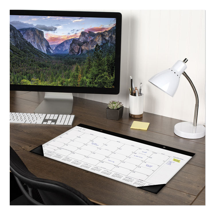 Contemporary Monthly Desk Pad, 18 x 11, White Sheets, Black Binding/Corners,12-Month (Jan to Dec): 2026