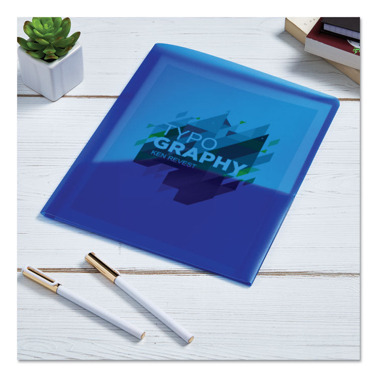 Translucent Two-Pocket Folder, Accommodates (20) 11 x 8.5 Sheets, Translucent Blue