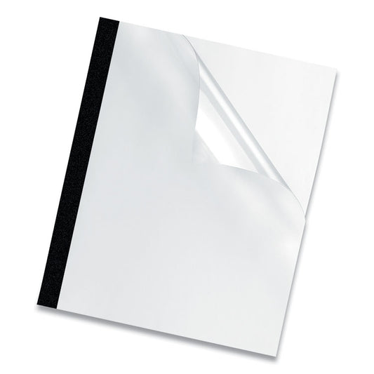 Thermal Binding System Presentation Covers, 240-Sheet Capacity, Plastic, Square Corners, 11 x 8.5, Clear/Matte Black, 10/Pack