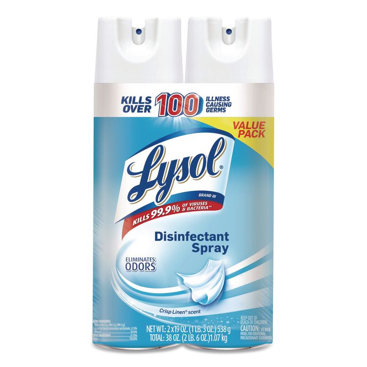 Disinfectant Spray, Crisp Linen Scent, 19 oz Aerosol Spray, 2/Pack, 4 Packs/Carton