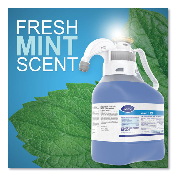 Virex II 256 One-Step Disinfectant Cleaner Deodorant, Mint Scent, 1.4 L SmartDose, 2/Carton