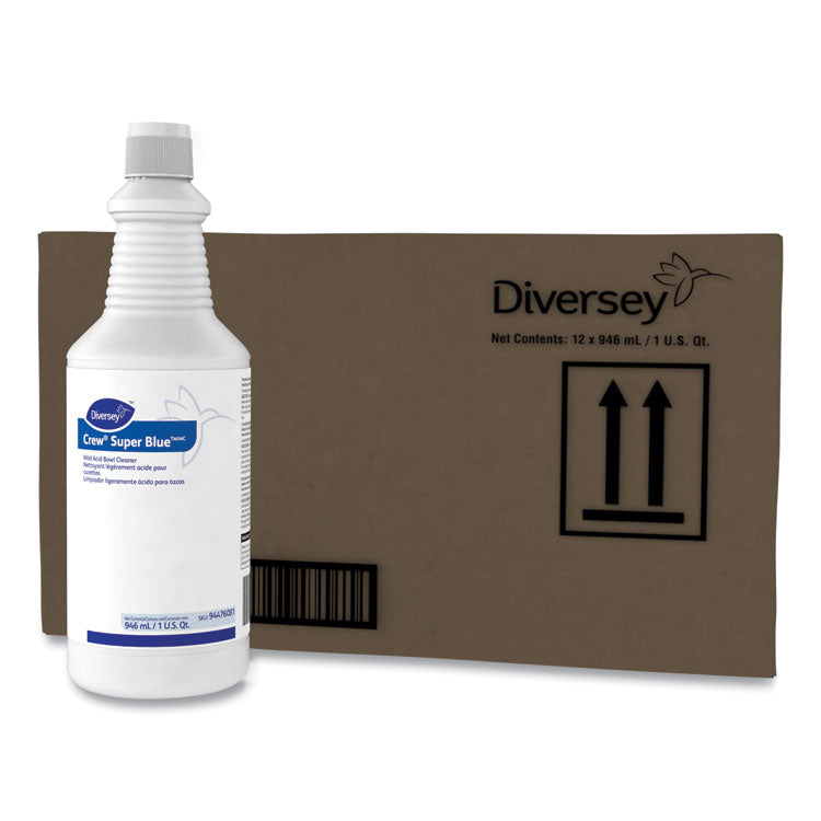 Crew Super Blue Mild Acid Bowl Cleaner, Citrus Scent, 32 oz Squeeze Bottle, 12/Carton