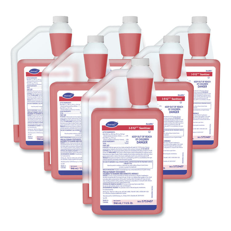 J-512TM/MC Santizer, 32 oz AccuMix Bottle, 6/Carton