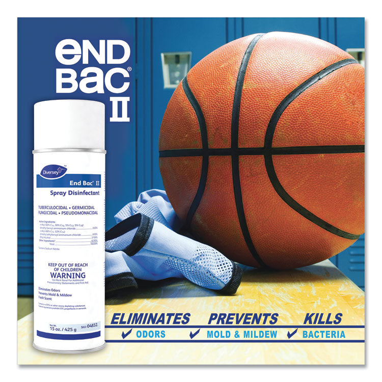 End Bac II Spray Disinfectant, Fresh Scent, 15 oz Aerosol Spray, 12/Carton