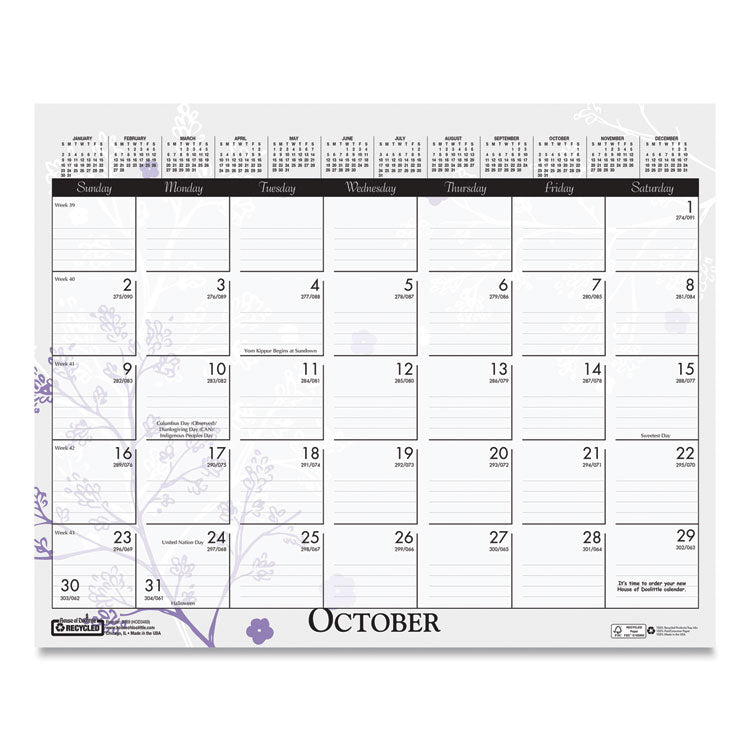 Recycled Wild Flower Wall Calendar, Wild Flowers Artwork, 15 x 12, White/Multicolor Sheets, 12-Month (Jan to Dec): 2026