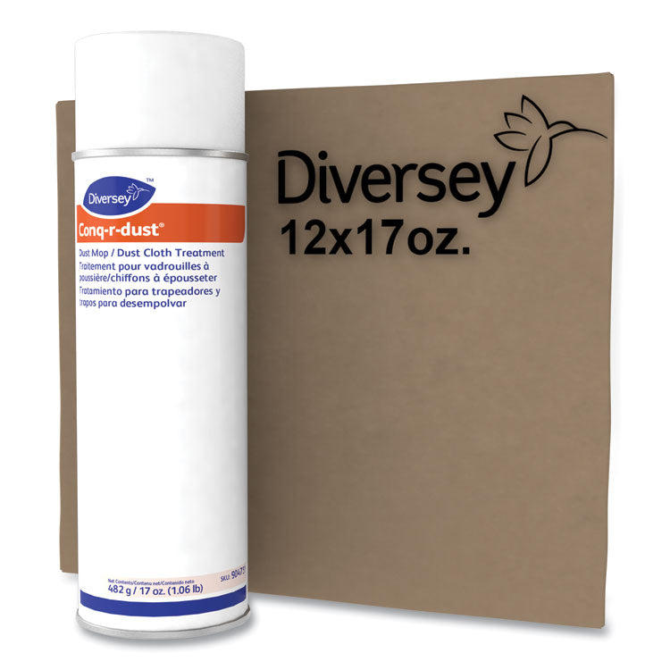 Conq-r-Dust Dust Mop/Dust Cloth Treatment, Amine Scent, 17 oz Aerosol Spray, 12/Carton