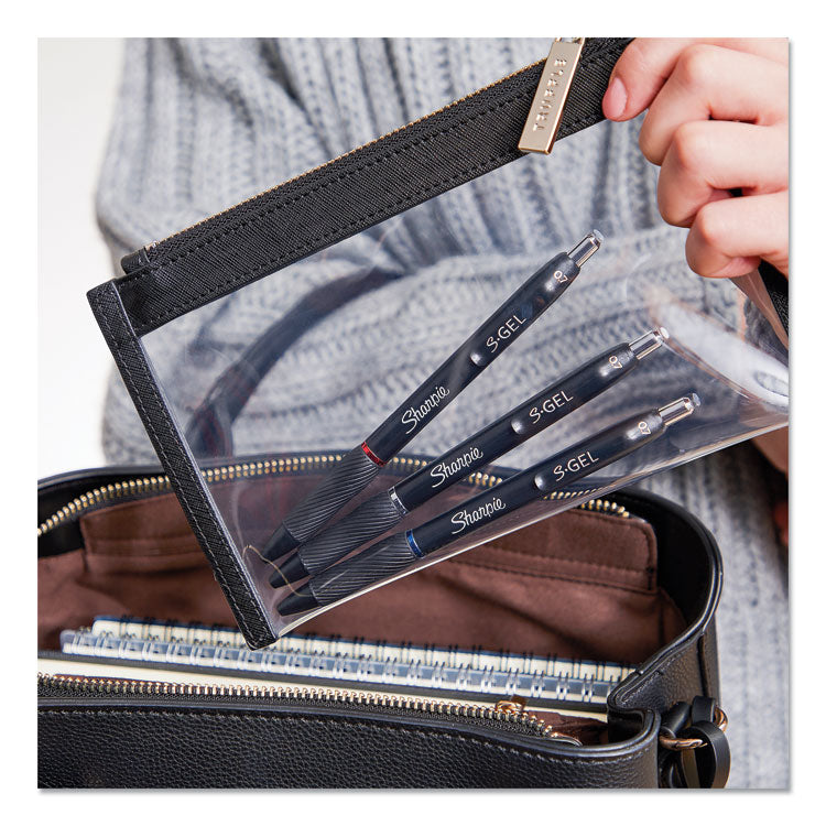S-Gel High-Performance Gel Pen, Retractable, Fine 0.5 mm, Black Ink, Black Barrel, Dozen
