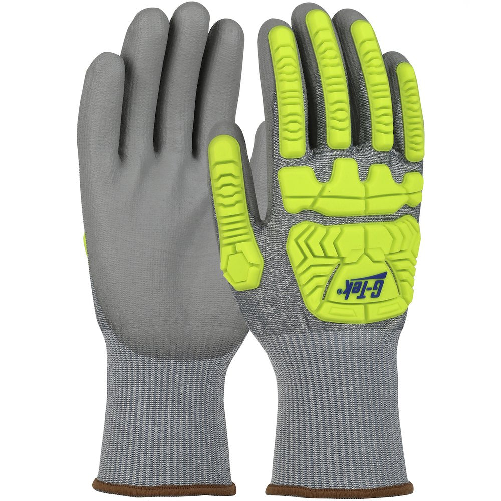 G-Tek by PIP Knit Hppe Glove W/HI-VISIP Polyure. P/F XL, 12 Pairs/Pack