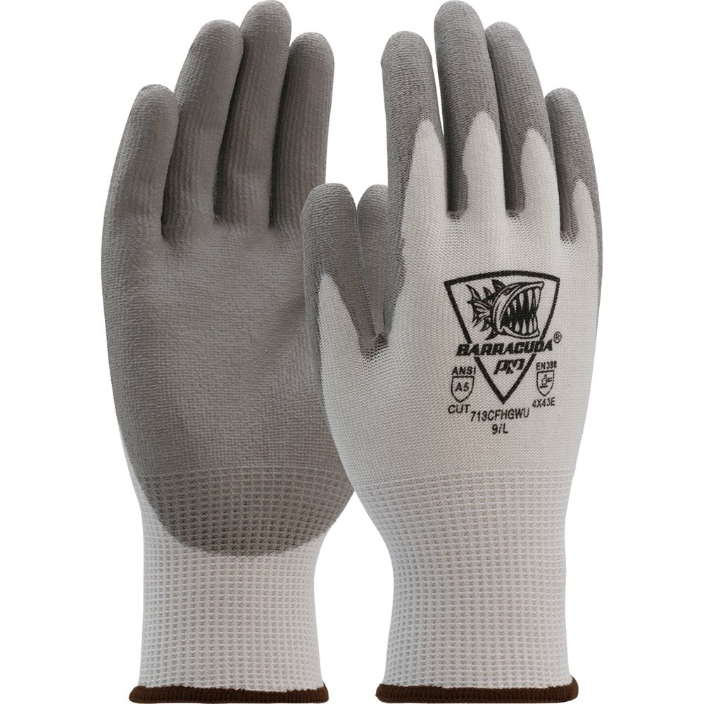 PIP Barracuda Gray Polyurethane Palm L, 12 Pairs/Dozen