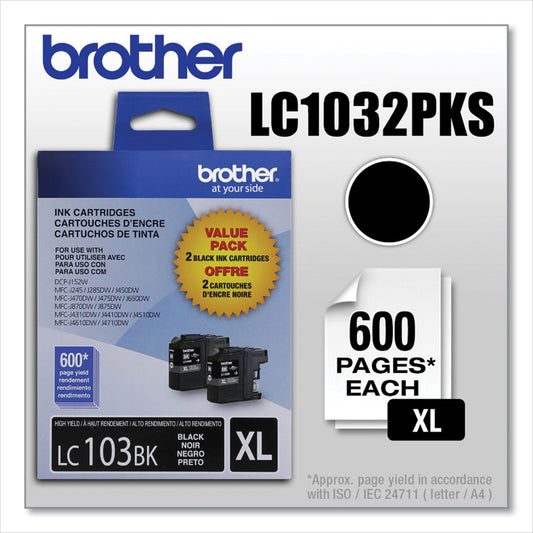 LC1032PKS Innobella High-Yield Ink, 600 Page-Yield, Black, 2/Pack