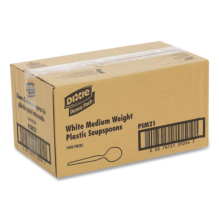 Plastic Cutlery, Mediumweight Soup Spoon, White, 1,000/Carton