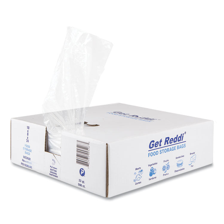 Food Bags, 5.5 gal, 0.85 mil, 10" x 8" x 24", Clear, 500/Carton