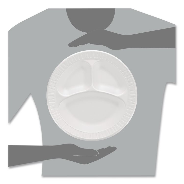 Concorde Foam Plate, 3-Compartment Plate, 10.25" dia, White, 125/Pack, 4 Packs/Carton
