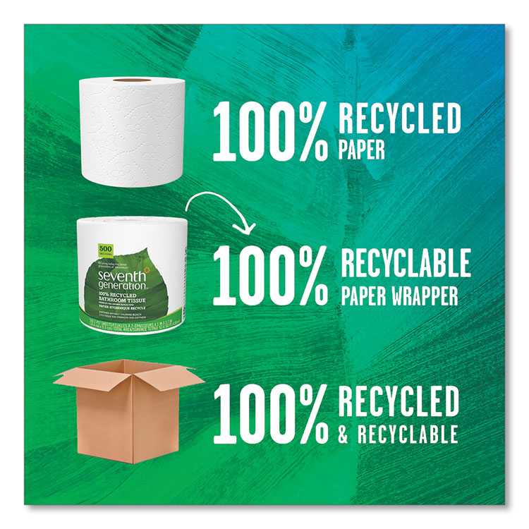 100% Recycled Bathroom Tissue, Individually Wrapped Rolls, Septic Safe, 2-Ply, White, 500 Sheets/Roll, 60 Rolls/Carton