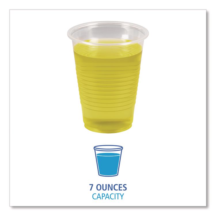 Translucent Plastic Cold Cups, 7 oz, 100/Sleeve, 25 Sleeves/Carton