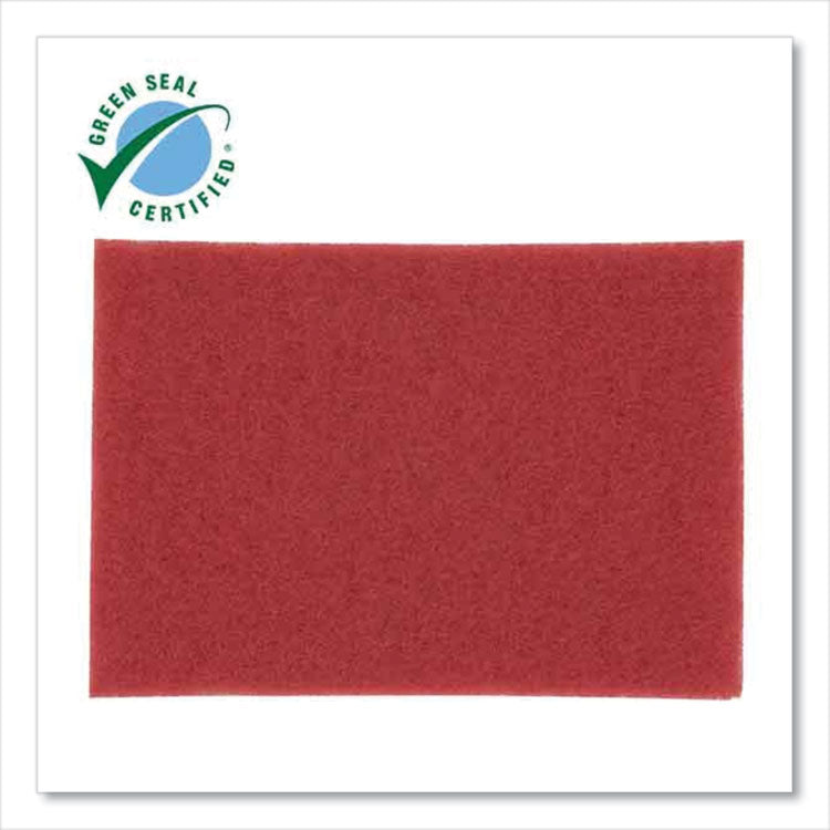 Low-Speed Buffer Floor Pads 5100, 12 x 18, Red, 20/Carton