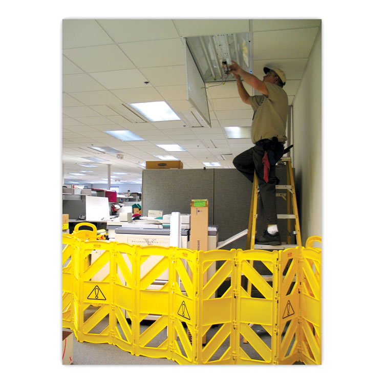 Portable Mobile Safety Barrier, Plastic, 13 ft x 40", Yellow
