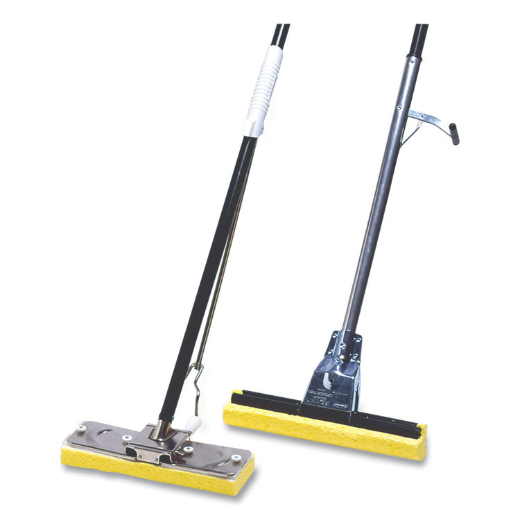 Steel Sponge Mop, 12" Yellow Cellulose Sponge Head, Bronze Steel Handle