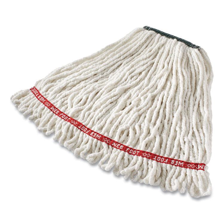 Web Foot Shrinkless Looped-End Wet Mop Head, Cotton/Synthetic, Medium, White