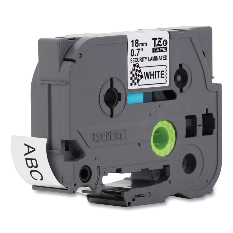 TZ Security Tape Cartridge for P-Touch Labelers, 0.7" x 26.2 ft, Black on White