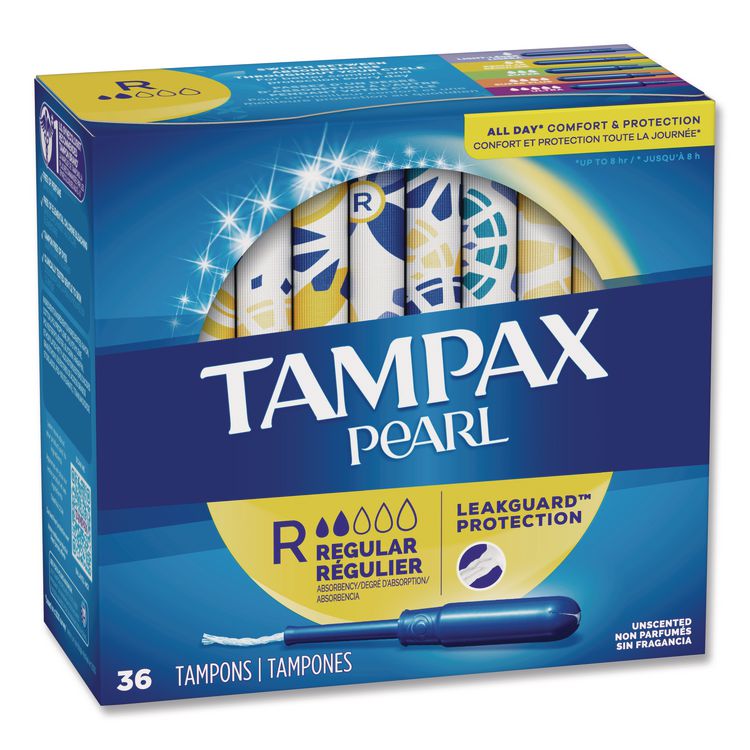 Pearl Tampons, Regular Absorbency, 36/Box, 12 Boxex/Carton