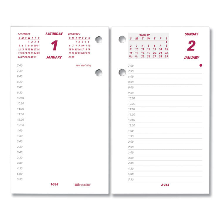 Daily Calendar Pad Refill, 6 x 3.5, White/Burgundy/Gray Sheets, 12-Month (Jan to Dec): 2026