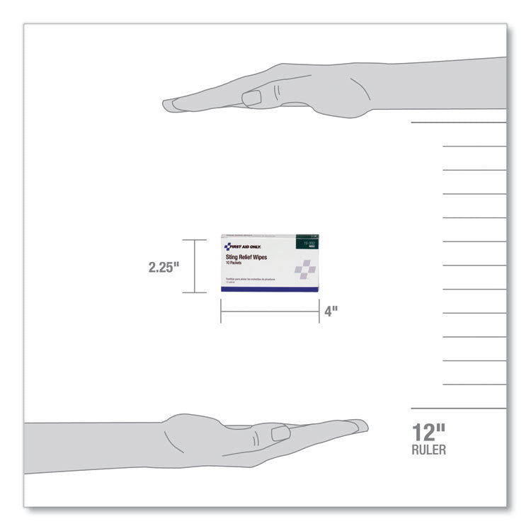 First Aid Sting Relief Pads, 10/Box