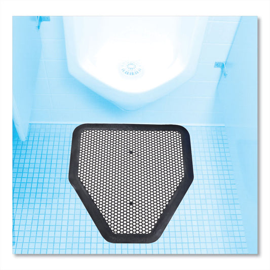 Deo-Gard Disposable Urinal Mat, Shield-Shaped, Fresh Mountain Air Scent, Charcoal Gray Perforated Surface, 17.5 x 20.5, 6/CT