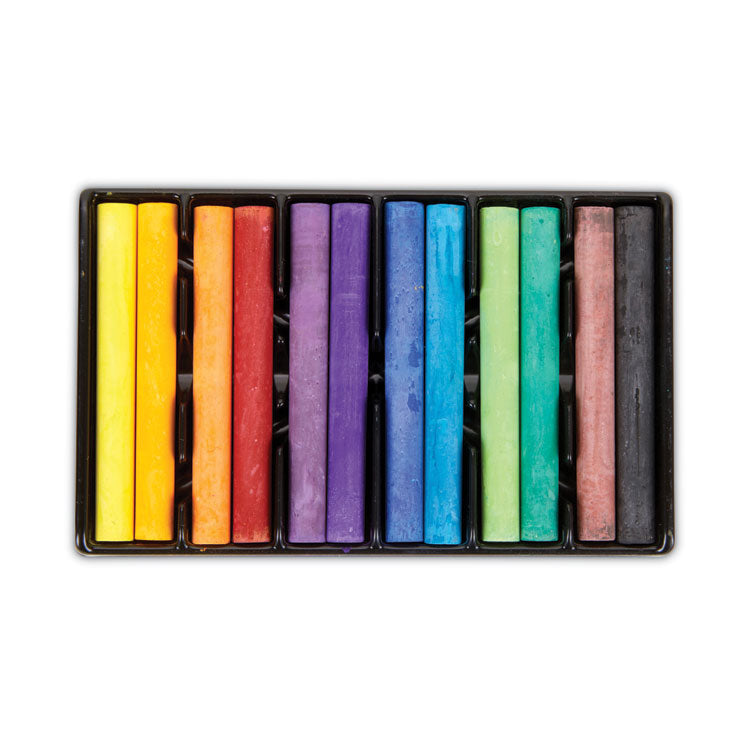 Colored Drawing Chalk, 3.19" x 0.38" Diameter, 12 Assorted Colors 12 Sticks/Set
