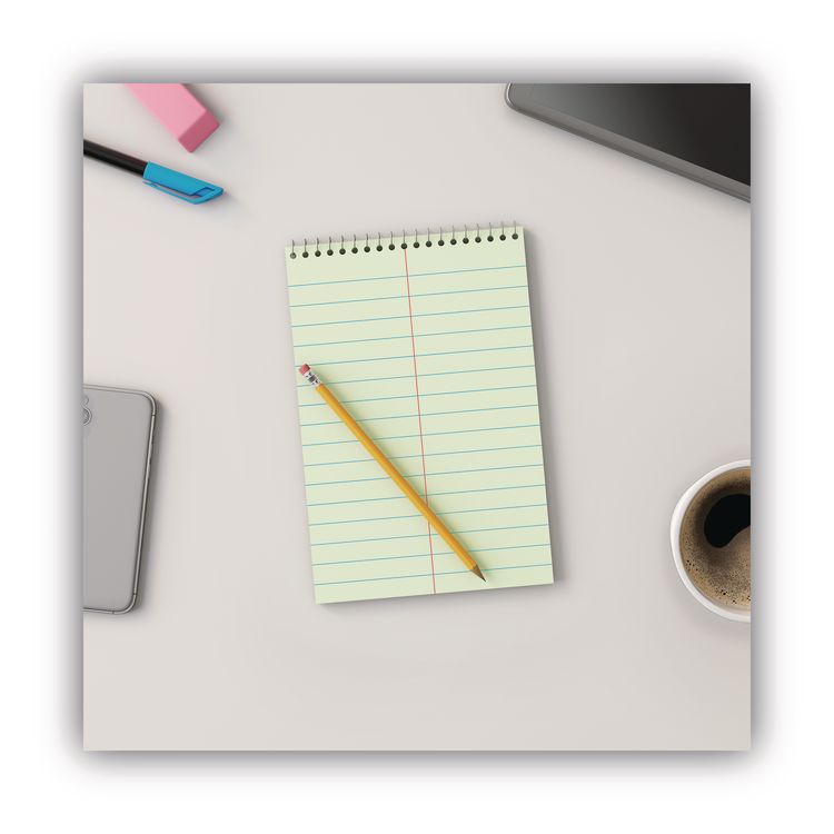 Steno Pads, Red Cover, Pitman Rule, (60) Green-Tint 6 x 9 Sheets