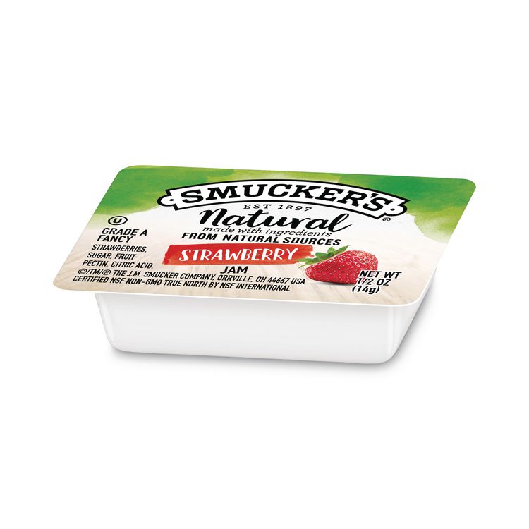 Smuckers 1/2 Ounce Natural Jam, Strawberry, 0.5 oz Container, 200/Carton