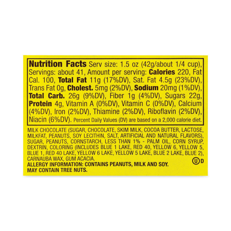 Milk Chocolate Peanut Candies, 62 oz Pantry-Sized Jar with Resealable Lid