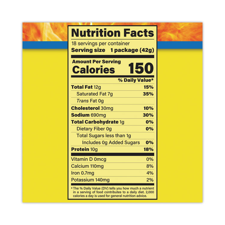 Beef and Cheese Meat Sticks, 1.5 oz Pack, 18/Carton