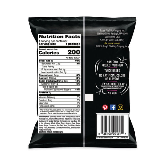Pita Chips, 1.5 oz Bag, Cinnamon Sugar, 24/Carton
