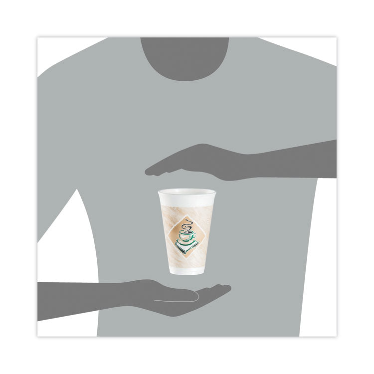 Cafe G Foam Hot/Cold Cups, 16 oz, Brown/Green/White, 1,000/Carton