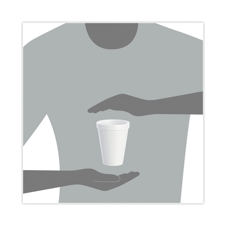 Small Foam Drink Cups, 12 oz, White, 24/Bag, 12 Bags/Carton