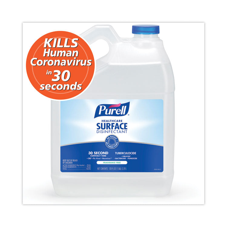 Healthcare Surface Disinfectant, Fragrance-Free, 128 oz Bottle, 4/Carton