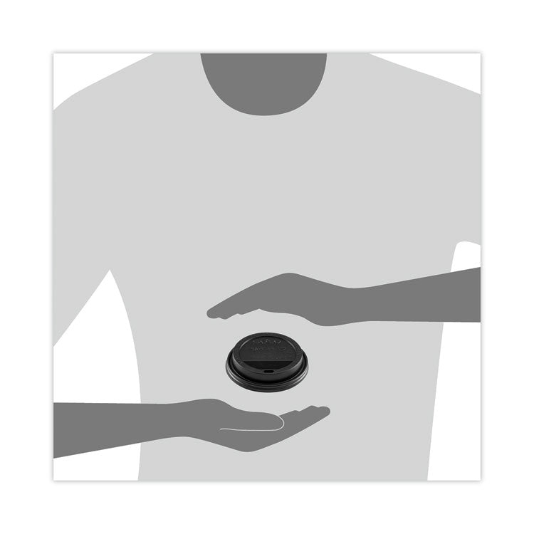 Traveler Sip Through Lids for ThermoGuard Hot Cups, Fits 12 oz to 24 oz Hot Cups, Plastic, Black, 1,200/Carton